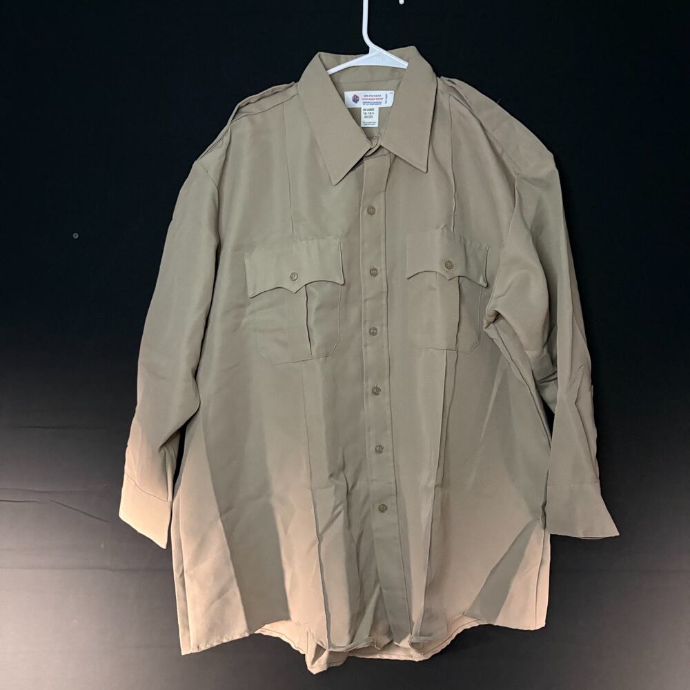 Liberty Class A Uniform Size 2XL 18 Long Sleeve Shirt Tan Polyester 73957
